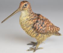 Franz Bergmann cold painted bronze figure of a snipe, H5.8cm