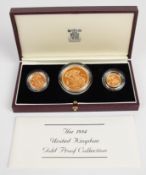 Royal Mint cased limited edition (of 8000) three coin proof 1984 Elizabeth II set comprising £5,