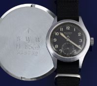 Buren Grand Prix British military issue 'Dirty Dozen' wristwatch with inset subsidiary seconds dial,