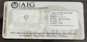 A loose 0.32ct round brilliant cut diamond, with certificate