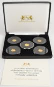 Harrington & Byrne cased limited edition (of 499) set of five proof gold quarter sovereigns, each