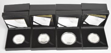 Four South African Mint cased limited edition proof silver Krugerrand coins comprising 2020 two