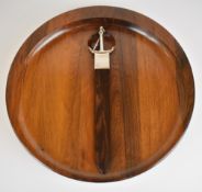 Mid century modern rosewood sloping tray with well and a rosewood letter opener with anchor finial