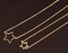 A 9ct gold star bracelet and necklace, 2.2g