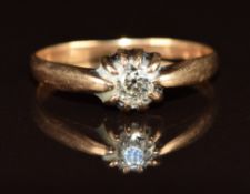 A 9ct gold ring set with an old cut diamond of approximately 0.25ct, 1.7g, size M