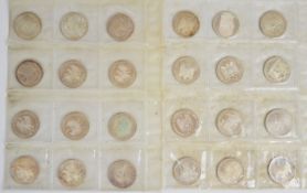 Twenty four German silver 10 Deutschemark .625 silver commemorative coins comprising four various