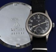 Record British military issue 'Dirty Dozen' wristwatch with inset subsidiary seconds dial,