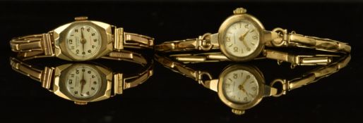Two 9ct gold ladies wristwatches Ernest Borel and Dominant, each with gold hands and Arabic