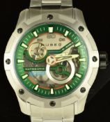 Nubeo Pioneer Bridge Two Hands Mossy Green gentleman's automatic wristwatch ref. NB-6048-11 with