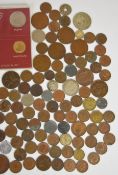 A collection of largely overseas coinage together with some English silver, Queen Victoria penny,