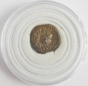 Anglo Saxon silver Sceat 695-740AD series x, Wodan head, 7mm diameter, 1g weight