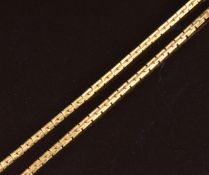 An 18ct gold necklace made up of rectangular links, 13.4g, 48cm
