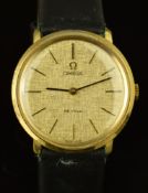 Omega De Ville gentleman's wristwatch ref. 111.077 with black hands, gold and black hour markers,