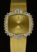 Rolex Cellini 18ct gold ladies wristwatch ref. 4082 set with round and baguette cut diamonds to