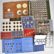 World coin collection mainly housed in two folders, to include pre 1947 silver including 1889