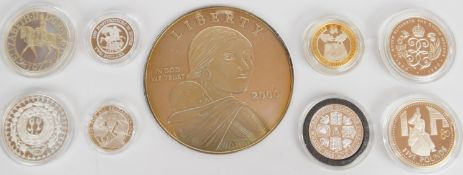 Nine Royal Mint and world silver coins comprising 2008 Olympic handover £2, 1977 crown, 1990 Queen