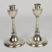 Pair of Art Nouveau hallmarked silver candlesticks, marks rubbed, height 19cm