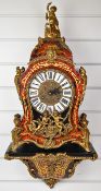 Boulle style bracket clock and wall bracket with brass inlaid decoration and gilt metal mounts,
