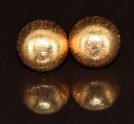 A pair of 18k gold earrings with a textured finish, 1.7g