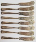 Eight American silver butter knives marked sterling, length 13.5cm, weight 139g