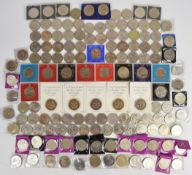 Approximately fifteen £5 coins and 130 various crowns including 1972,1977, Channel Islands etc