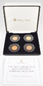 Jubilee Mint cased limited edition (of 295) Portrait Collection set of four Elizabeth II gold full