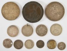 Georgian and later British coinage to include cartwheel twopence, 1820 crown and 1887 double florin,