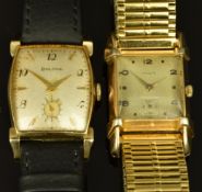 Two Art Deco gentleman's wristwatches Bulova and Invicta, each with subsidiary seconds dial, gold