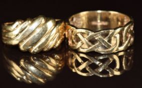 Two 9ct gold rings, 6g, sizes O and M