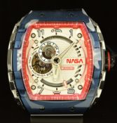 Nubeo Magellan NASA Walker Blue gentleman's automatic wristwatch ref. NB-6047-NAS-01 with luminous