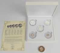 London Mint Office cased limited edition (of 4,999) proof silver sovereign five coin set