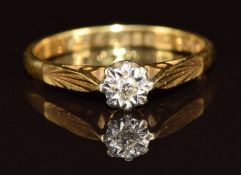An 18ct gold ring set with a diamond, 2.5g, size M