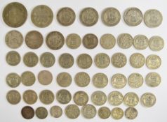 Victorian and later pre 1947 coinage including 1892 South Africa 1 shilling and 1920 half crown,