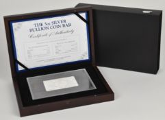 Westminster cased 2015 Britannia 5 ounce silver bullion bar, with certificate