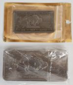Two United States of America titanium bullion bars comprising ten and one troy ounce examples,