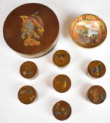 Japanese Satsuma pedestal dish with enamelled decoration and four character mark to base (6.5cm in