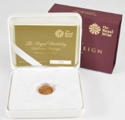 Royal Mint cased limited edition (356/400) proof 2015 Elizabeth II Royal Birthday gold full