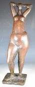 Peter Szaif (German/Romanian 1923-1970) modernist bronze figure 'Stehmoll Frau II, 63' label to