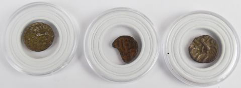Three Celtic bronze / debased uninscribed Stater coins