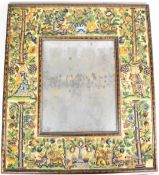 Charles II large beadwork framed mirror depicting the marriage of Charles II and Catherine of