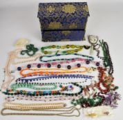 A collection of jewellery including quartz, glass beaded, aventurine quartz, rose quartz, pearl