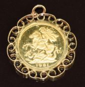 A 9ct gold 1981 limited edition sovereign The Wedding of HRH The Prince of Wales and Diana