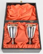 Elizabeth II cased pair of hallmarked silver goblets, Sheffield 1981, maker Parkin Silversmiths Ltd,