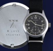 Vertex British military issue 'Dirty Dozen' wristwatch with inset subsidiary seconds dial,