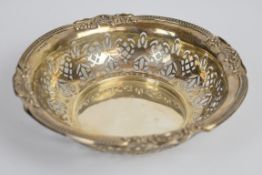 George V hallmarked silver pierced and embossed bon bon or similar dish, Birmingham 1910, maker A.