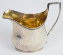 Georgian hallmarked silver cream jug of plain bulbous form with gilt interior, London 1802, maker'