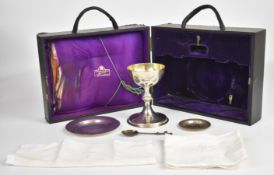 George V hallmarked silver communion set comprising cup and cover/dish, London 1931, maker  A R