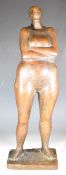 Peter Szaif (German/Romanian 1923-1970) modernist bronze figure 'Stehmoll Frau 1, 63' label to base,
