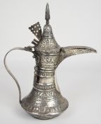 Eastern likley Nizwa, Oman, white metal dallah jug, H31.5cm, weight 632g