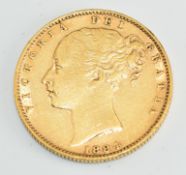 1884 Queen Victoria young head shield reverse gold full sovereign with Melbourne Mint mark